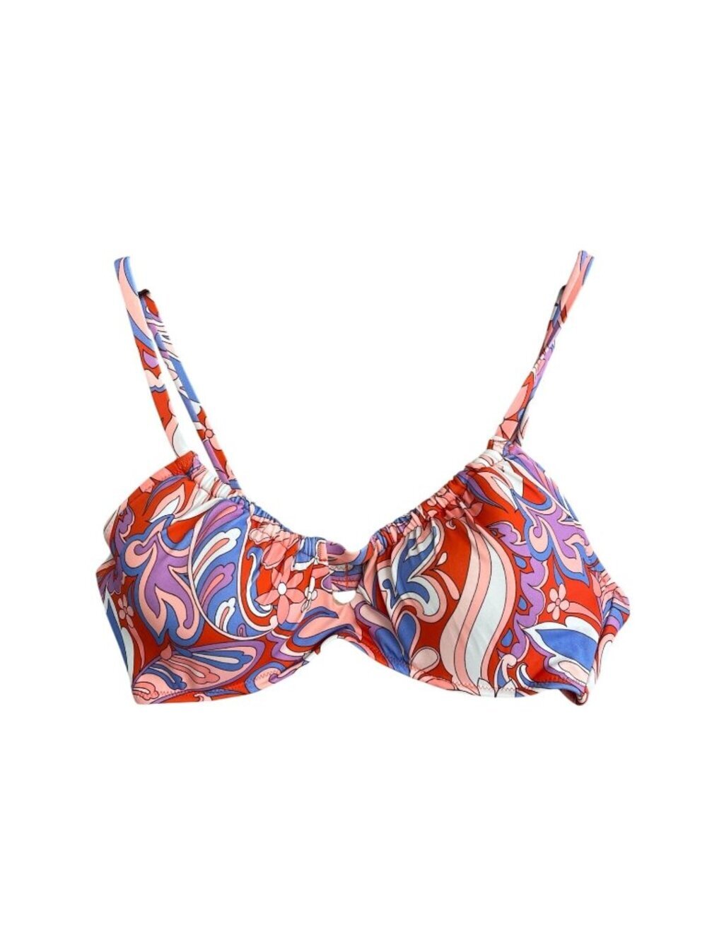 NWT Shade & Shore Women's 32B Lightly Lined Bikini Top Paisley Print Red B0961